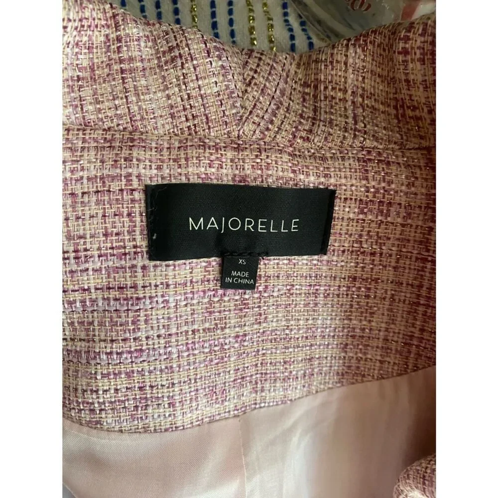 MAJORELLE Blush Pink Tweed Blazer Jacket Sparkle Sz XS
